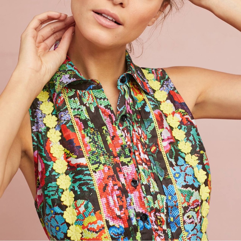 NWT $298 Anthropologie Payal Jain Pixie Floral Dress L XL 12 10 14 - Picture 3 of 8